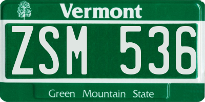 VT license plate ZSM536