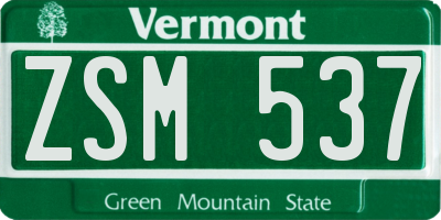 VT license plate ZSM537
