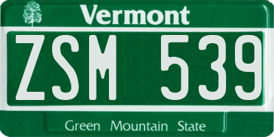 VT license plate ZSM539