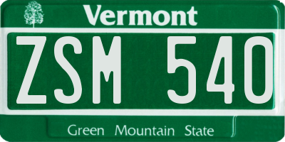 VT license plate ZSM540