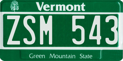 VT license plate ZSM543