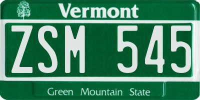 VT license plate ZSM545
