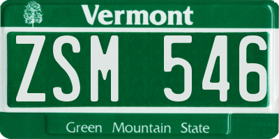 VT license plate ZSM546