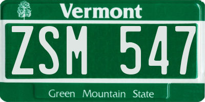 VT license plate ZSM547