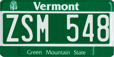 VT license plate ZSM548