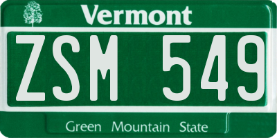 VT license plate ZSM549