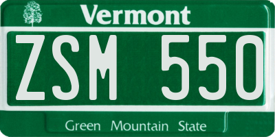 VT license plate ZSM550