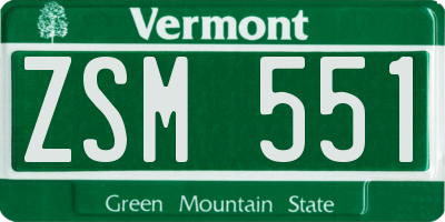 VT license plate ZSM551