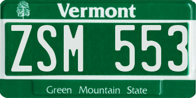 VT license plate ZSM553