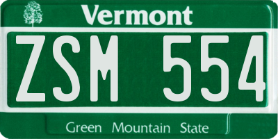 VT license plate ZSM554
