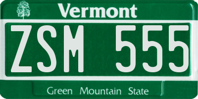 VT license plate ZSM555