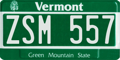 VT license plate ZSM557