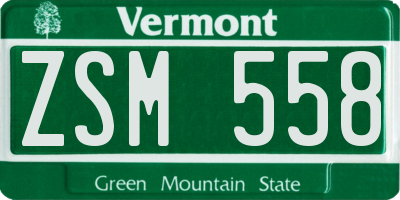 VT license plate ZSM558
