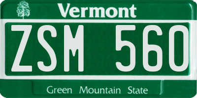 VT license plate ZSM560