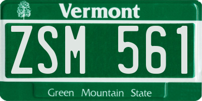 VT license plate ZSM561