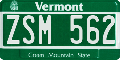 VT license plate ZSM562