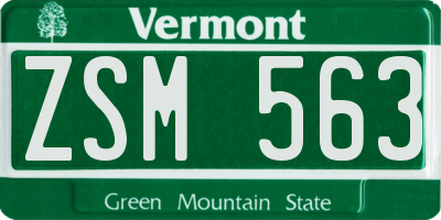 VT license plate ZSM563