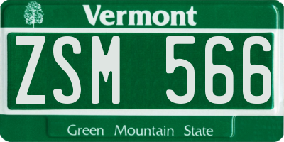 VT license plate ZSM566