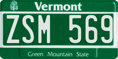 VT license plate ZSM569
