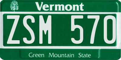VT license plate ZSM570