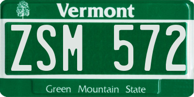 VT license plate ZSM572