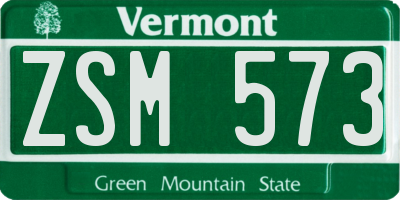 VT license plate ZSM573
