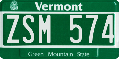 VT license plate ZSM574
