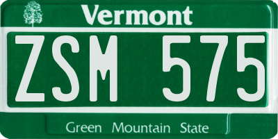 VT license plate ZSM575