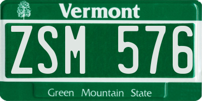 VT license plate ZSM576