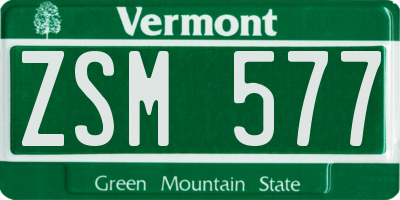 VT license plate ZSM577