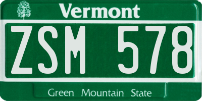 VT license plate ZSM578