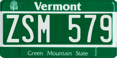 VT license plate ZSM579