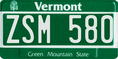 VT license plate ZSM580