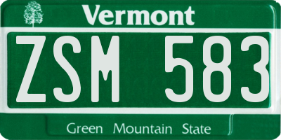 VT license plate ZSM583