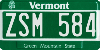 VT license plate ZSM584