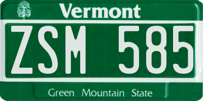 VT license plate ZSM585