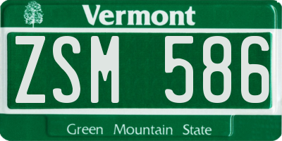 VT license plate ZSM586