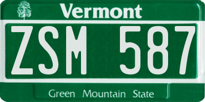 VT license plate ZSM587
