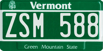 VT license plate ZSM588