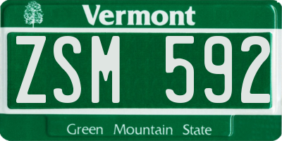 VT license plate ZSM592
