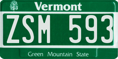 VT license plate ZSM593