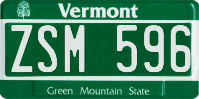 VT license plate ZSM596