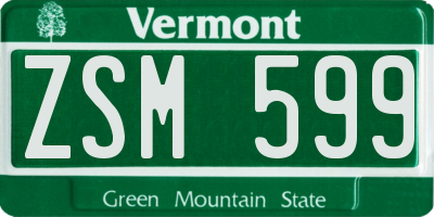 VT license plate ZSM599