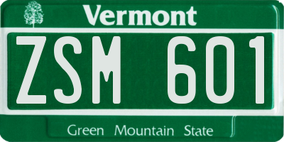 VT license plate ZSM601