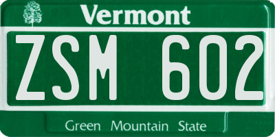 VT license plate ZSM602