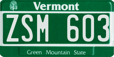 VT license plate ZSM603