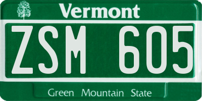 VT license plate ZSM605