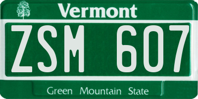 VT license plate ZSM607