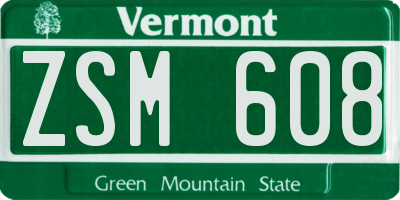 VT license plate ZSM608