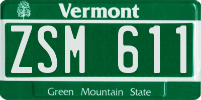 VT license plate ZSM611